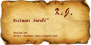 Kulman Jenő névjegykártya